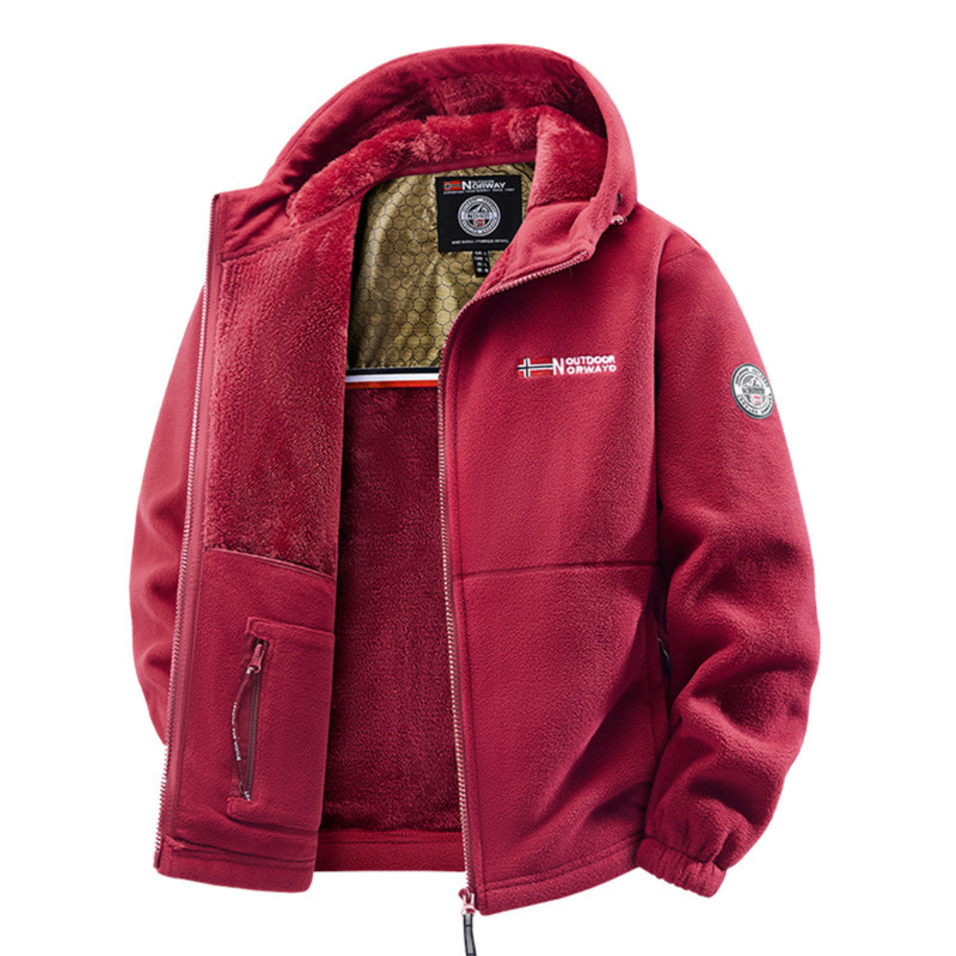 Stylische, mehrfarbige Herren Winterjacke mit verstellbarer Kapuze. Warm & wetterfest für Freizeit und Outdoor-Aktivitäten.