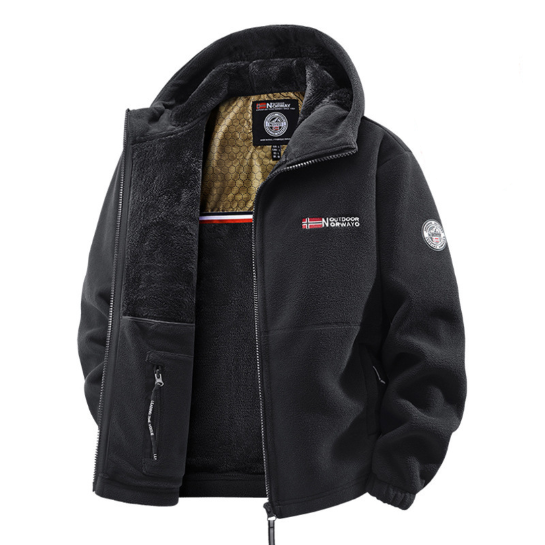 Vielseitige Herren Winterjacke für Alltag & Freizeit. Warm, wetterfest, mit Kälteschutz & Kapuze. Mehrfarbiges Design.