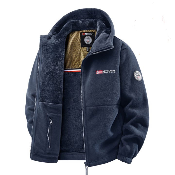 Aktive Herren Winterjacke, warm und wetterfest, perfekt für Outdoor-Sport & Kälteschutz. Mehrfarbige Kapuzenjacke.