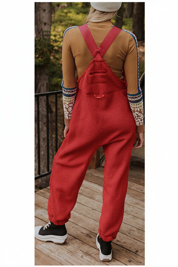 Praktischer Damen Thermo-Fleece Overall mit Reißverschlusstaschen; ärmellos und warm für kalte Tage.