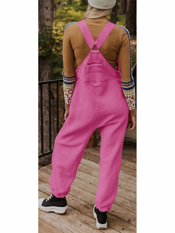 Komfortabler Damen Thermo-Fleece Overall mit Reißverschlusstaschen und quadratischem Ausschnitt.