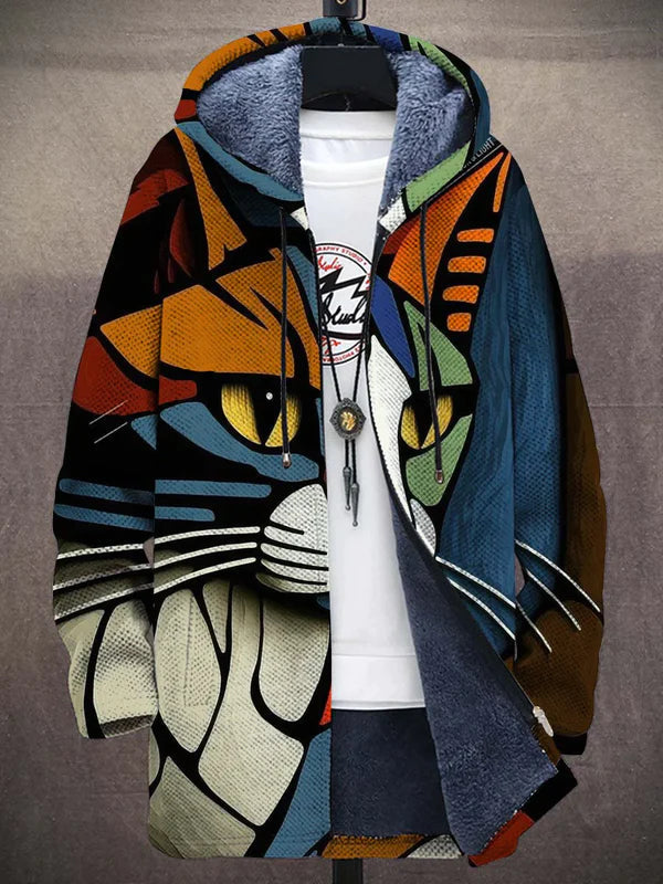 Warmer Damen Winter Hoodie mit verspieltem Katzenprint, ideal für gemütliche Freizeit und modische Auftritte.