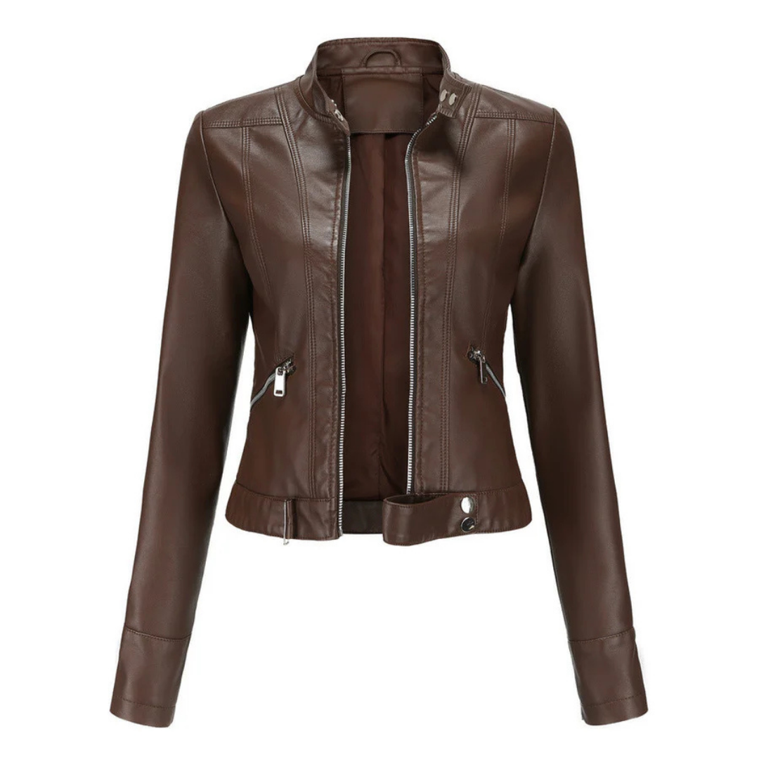 Wasserdichte Damen Kurzjacke, stilvoll und funktionell, ideal für Übergangswetter und Regenschutz.