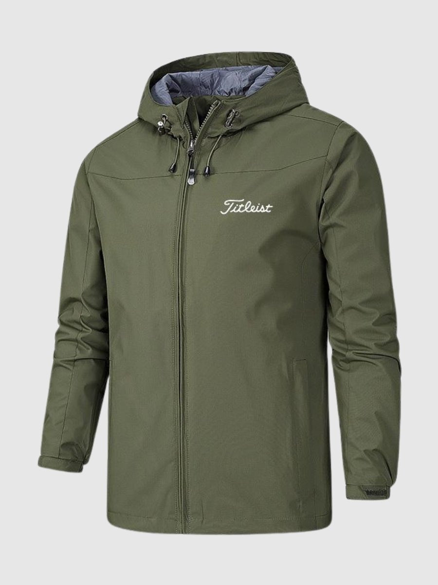 "Wasserdichte Damenjacke in Blau mit Kapuze, modernes Design, ideal für Regen und Wind, hoher Tragekomfort."
