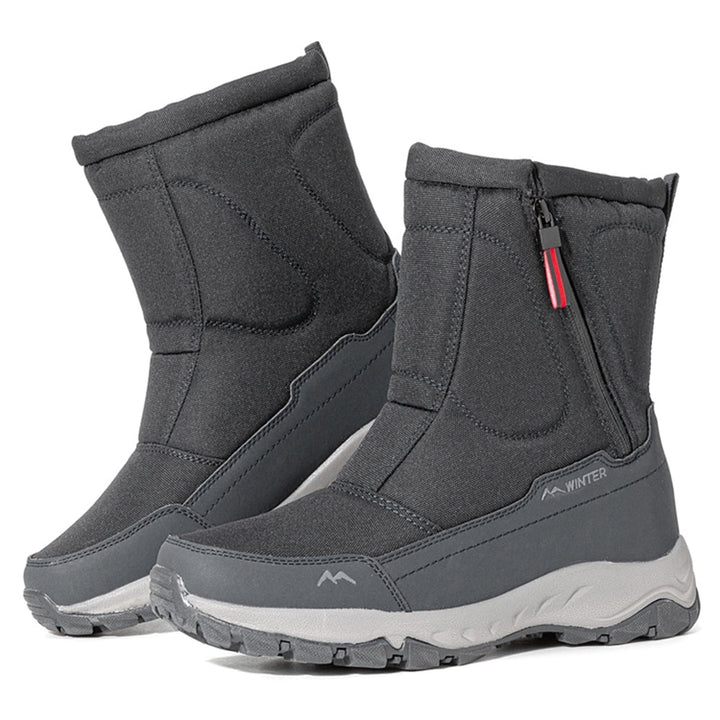 Gefütterte Damen-Outdoorstiefel, wasserdicht, rutschfest, mit Reißverschluss für optimalen Halt.