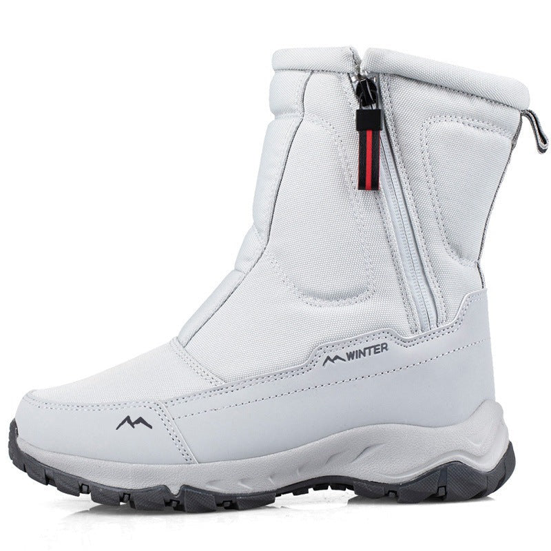 Warme gefütterte Damen-Schneestiefel, ideal für Winter, wasserdicht, rutschfest, mit seitlichem Reißverschluss.