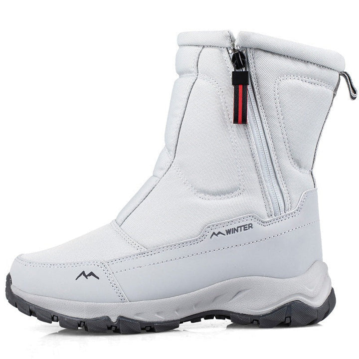 Warme gefütterte Damen-Schneestiefel, ideal für Winter, wasserdicht, rutschfest, mit seitlichem Reißverschluss.