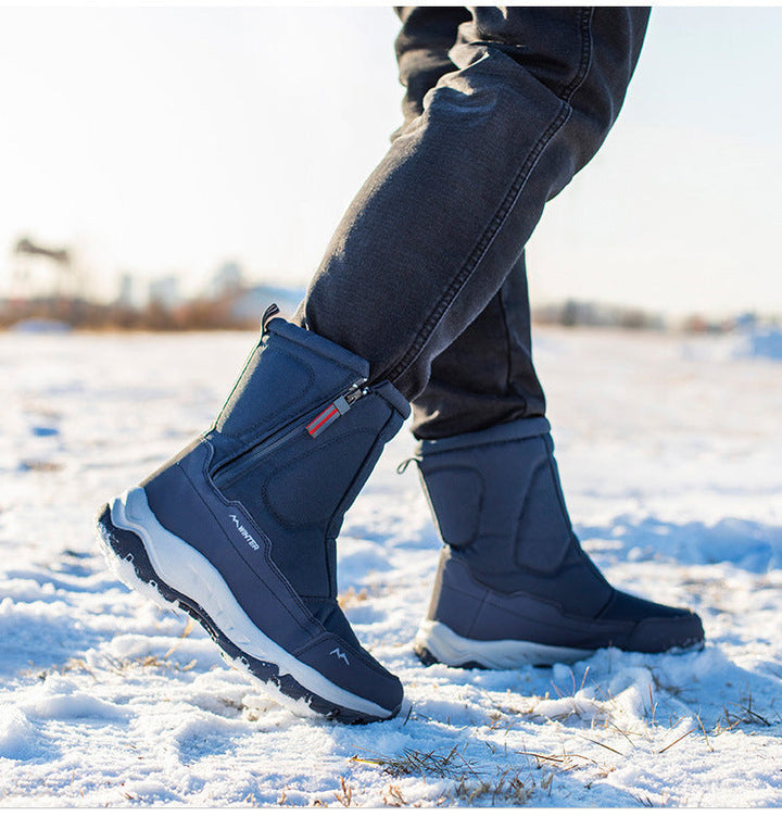 Warme, gefütterte Damenschuhe, wasserdicht, rutschfest, mit Reißverschluss, ideal für den Winter.
