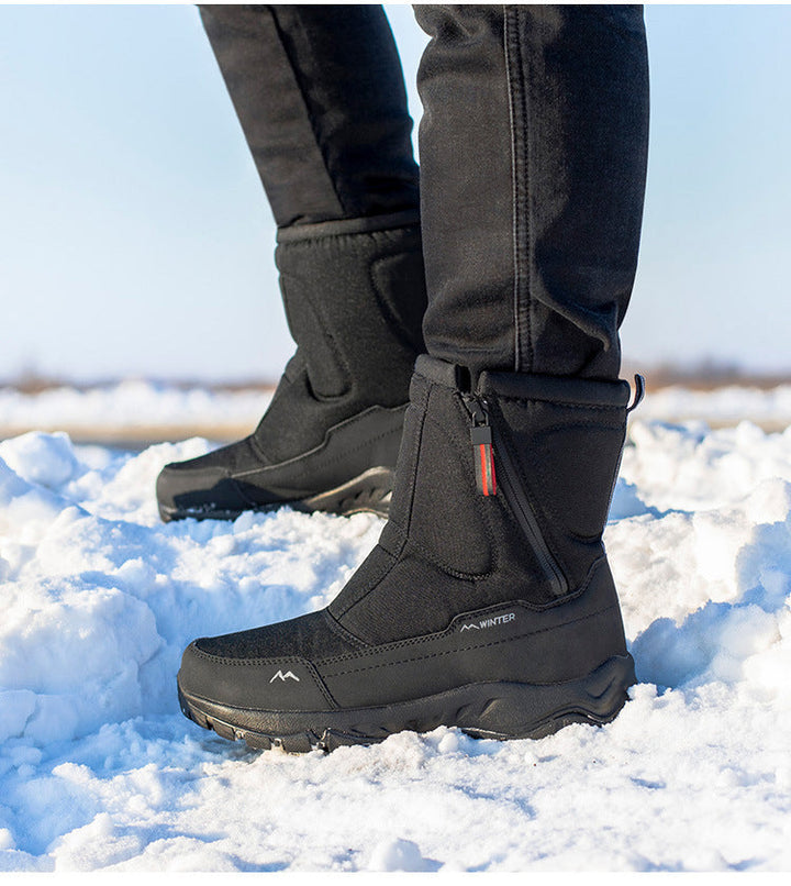 Outdoor-Damen-Winterstiefel, wasserdicht, rutschfest, warm gefüttert, mit seitlichem Reißverschluss.