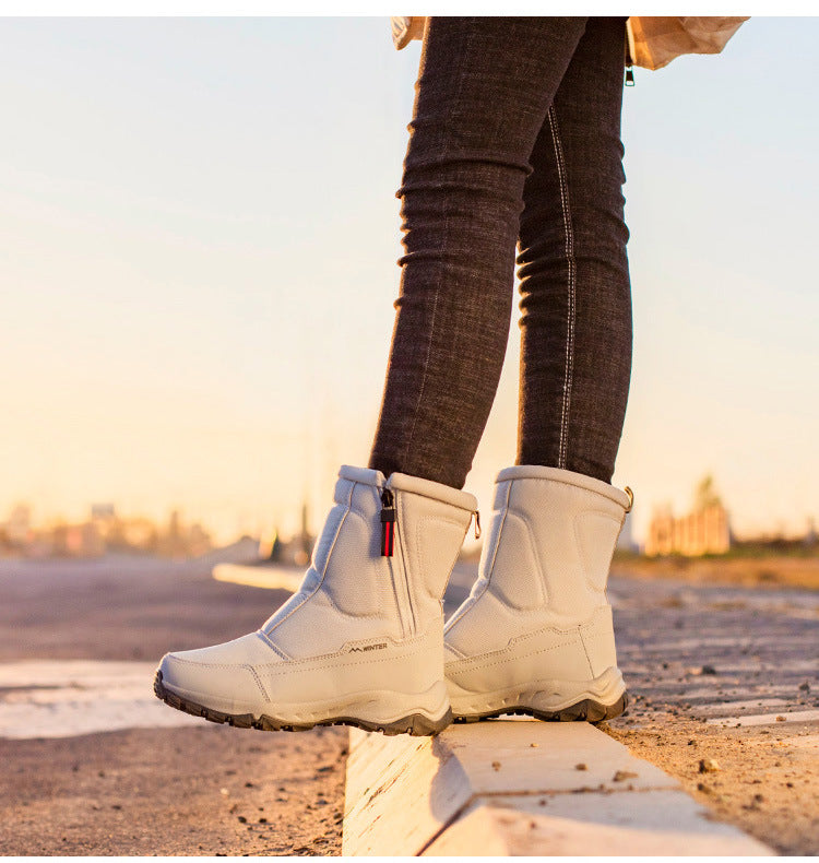 Warme Damen-Winterstiefel mit Reißverschluss, wasserdicht, rutschfest, optimal für den Winter.