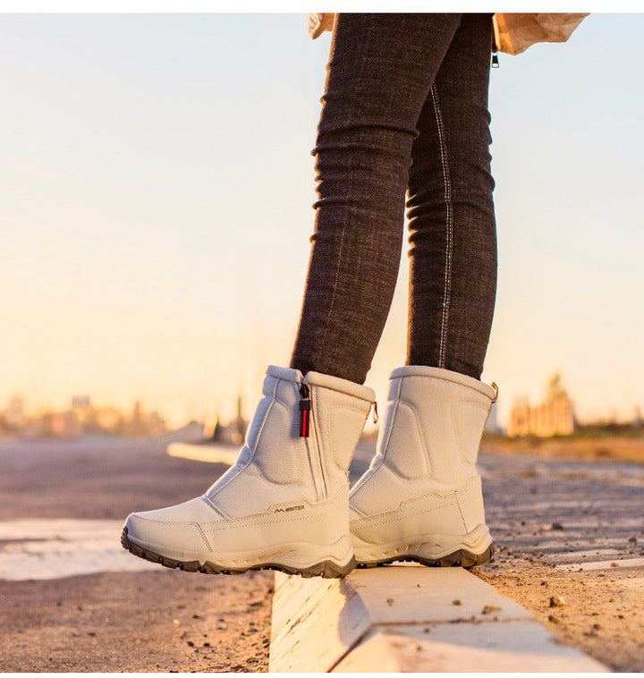 Warme Damen-Winterstiefel mit Reißverschluss, wasserdicht, rutschfest, optimal für den Winter.