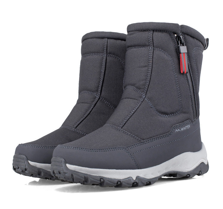 Gefütterte Damen-Outdoorstiefel, wasserdicht, rutschfest, mit Reißverschluss für sicheren Tritt.