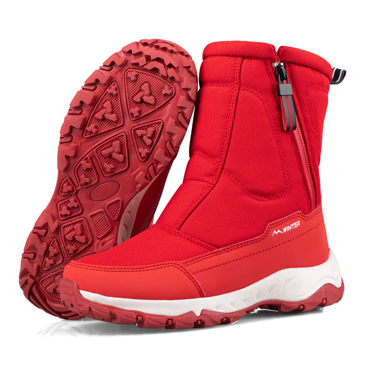 Komfortable gefütterte Damen-Winterstiefel, wasserdicht, rutschfest, mit Reißverschluss für Schnee.