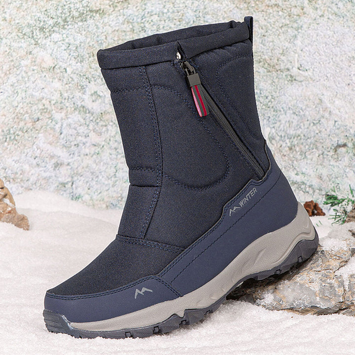 Damen-Winterstiefel mit Reißverschluss, wasserdicht, rutschfest, warm gefüttert für optimalen Komfort.