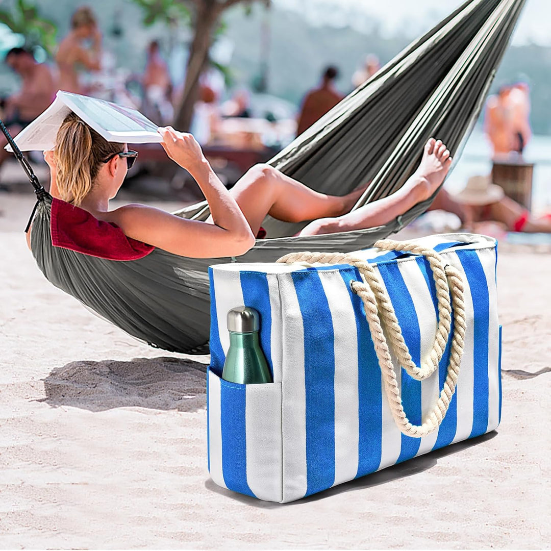 Große, wasserdichte Strandtasche, ideal für Organisation am Strand & Freizeit.