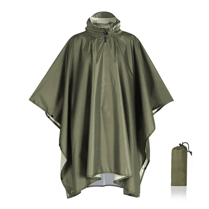 Robuster, wasserdichter Militär-Regenponcho mit Kapuze für Survival, Outdoor-Abenteuer und Wandern.