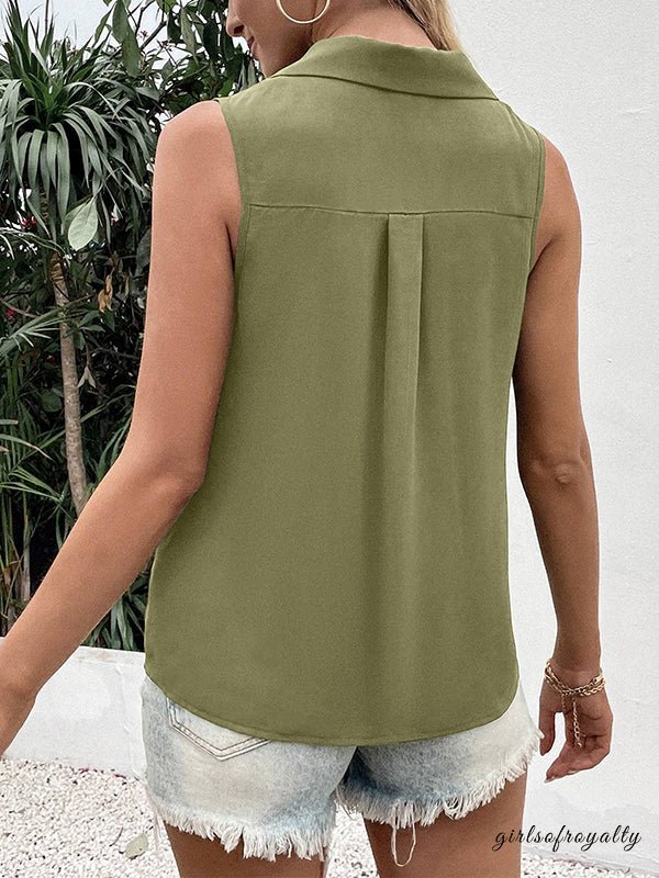 Ärmelloses Sommertop für Damen in Grau, Rückansicht