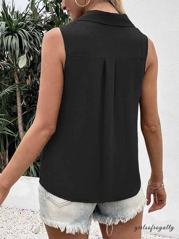 Damen Top ärmellos mit Knopfleiste kombiniert für den Sommer