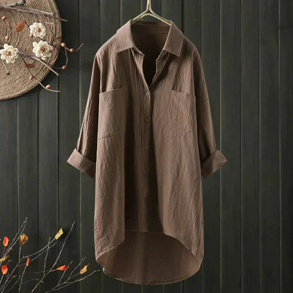 Graue, elegante Damenbluse. Langarm-Oberteil, ideal als Business-Casual & für die Freizeit.