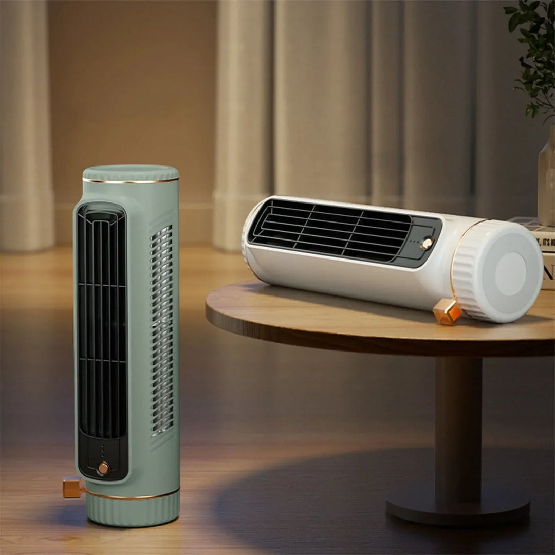 Leiser, tragbarer Turmventilator mit 360° Rundum-Luftzirkulation für optimale Raumkühlung.