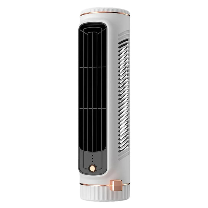 Moderner, schlanker Turmventilator, rotorlos, für geräuschlose 360° Kühlung im ganzen Raum.