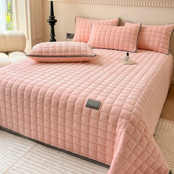 "Weiche Tagesdecke mit quadratischer Textur, moderne Decke in Blau, ideal für Wohn- oder Schlafzimmer Dekor."
