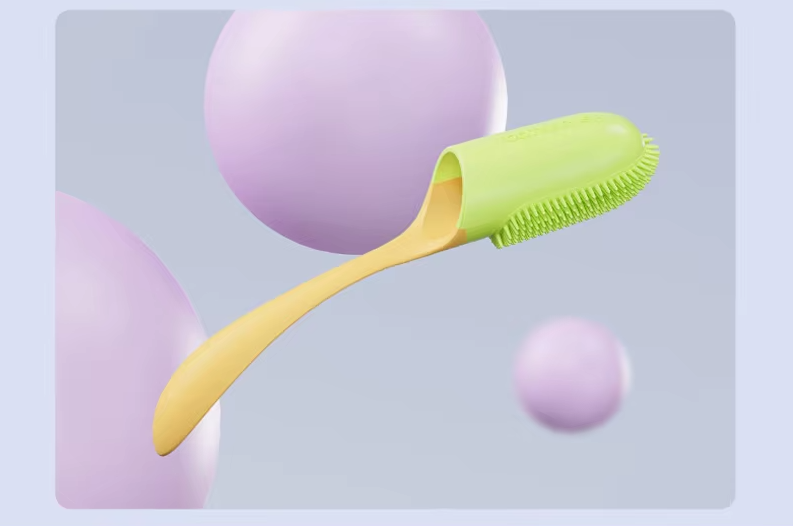 Weiche TPR Zahnreinigungsbürste in Rosa, Grau oder Gelb zur sanften Zahnpflege und Zungenreinigung, ergonomisches Design.