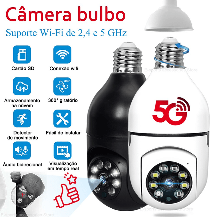 "Weiße 360° WLAN-Sicherheitskamera mit HD 1080p, Nachtsicht und Mikrofon, kugelförmiges Design, für umfassende Überwachung."