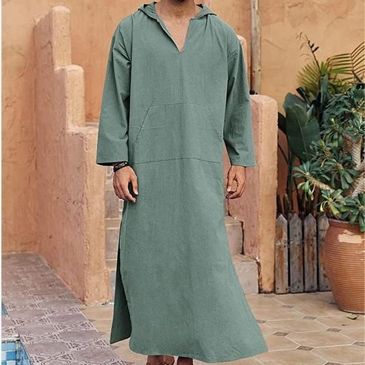"Weiße Djellaba mit V-Ausschnitt, Damen Loungewear, entspanntes Design, elegante Passform, hochwertige Materialien"