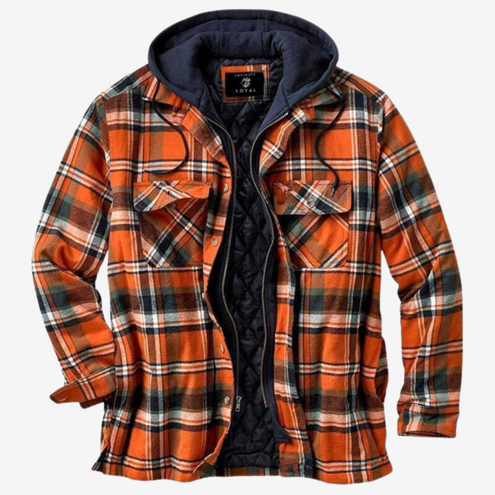 Herren Flanell-Holzfällerjacke in Orange, stilvoll und vielseitig für den Alltag.