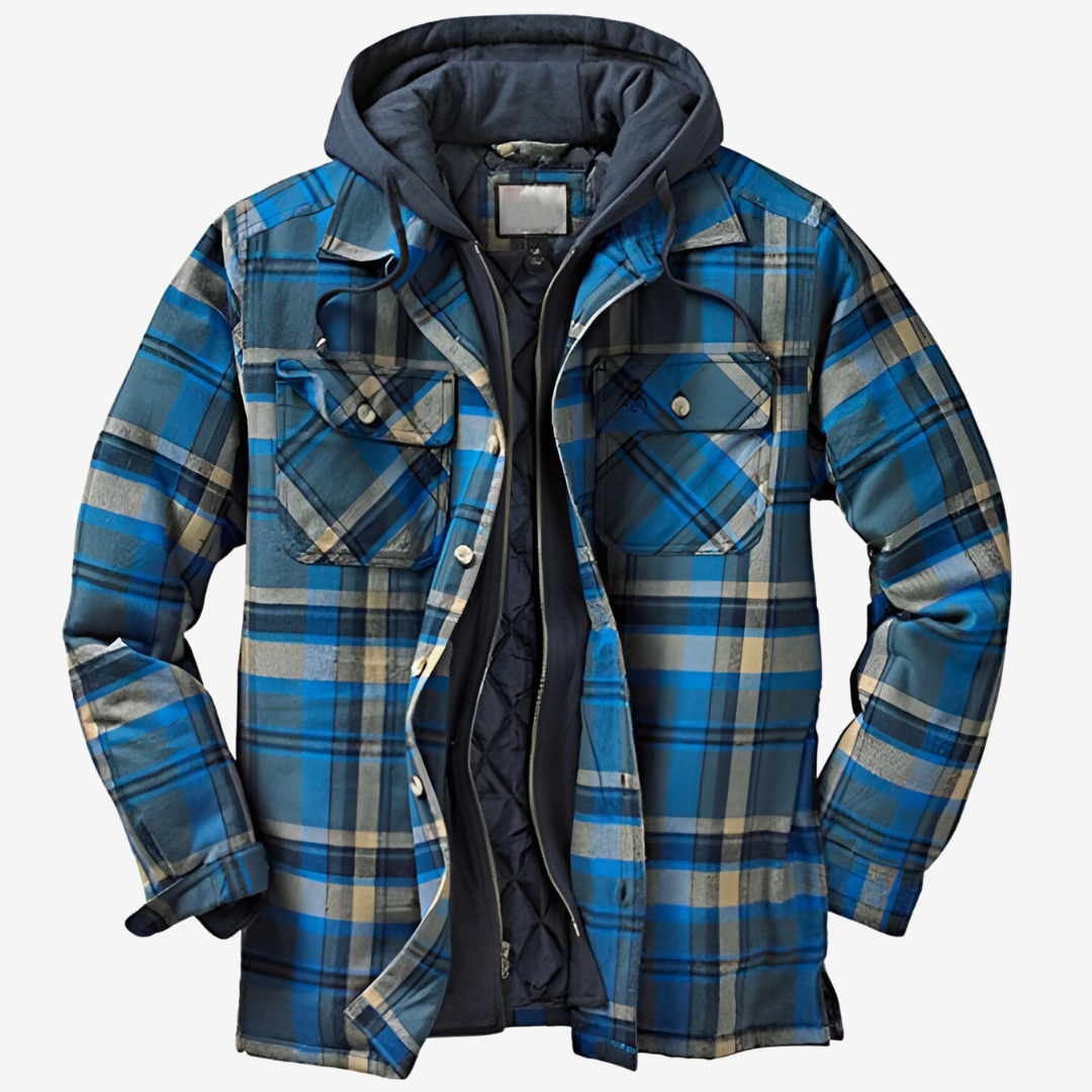 Herren Flanell-Holzfällerjacke in Blau, lässiger Charme trifft auf modernen Chic.