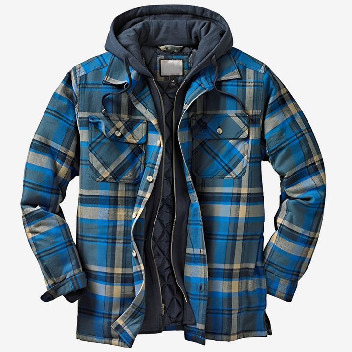 Herren Flanell-Holzfällerjacke in Blau, lässiger Charme trifft auf modernen Chic.