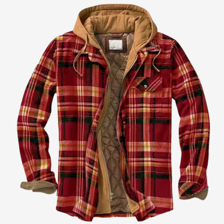 Herren Flanell-Holzfällerjacke in Rot, robust und langlebig für verschiedene Anlässe.