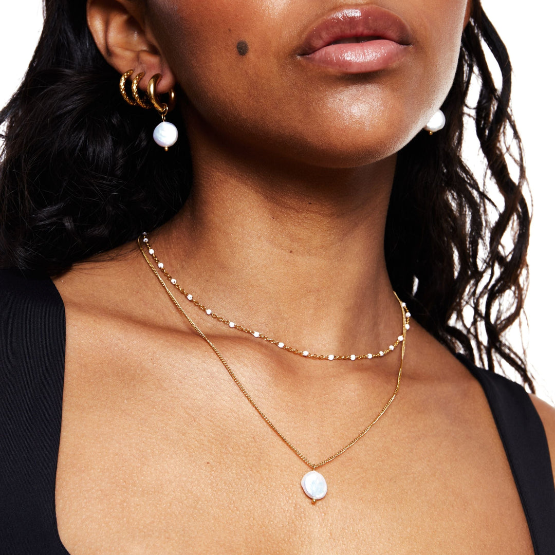 Damen Edelstahlschmuck, Perlen-Choker in Weißgold-Look, elegant & zeitlos.