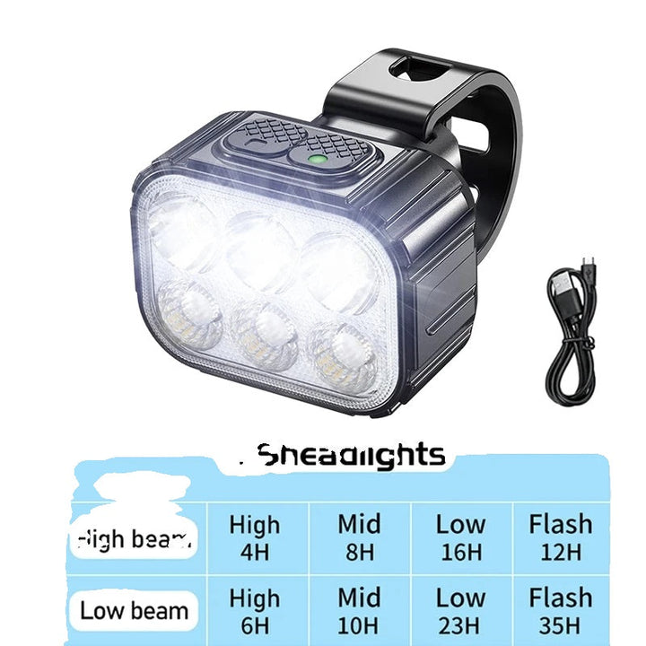"Wiederaufladbare LED-Fahrradlichter Set: Frontlicht mit 350 Lumen, Rücklicht mit 12 Modi, IPX65 wasserfestes Design."