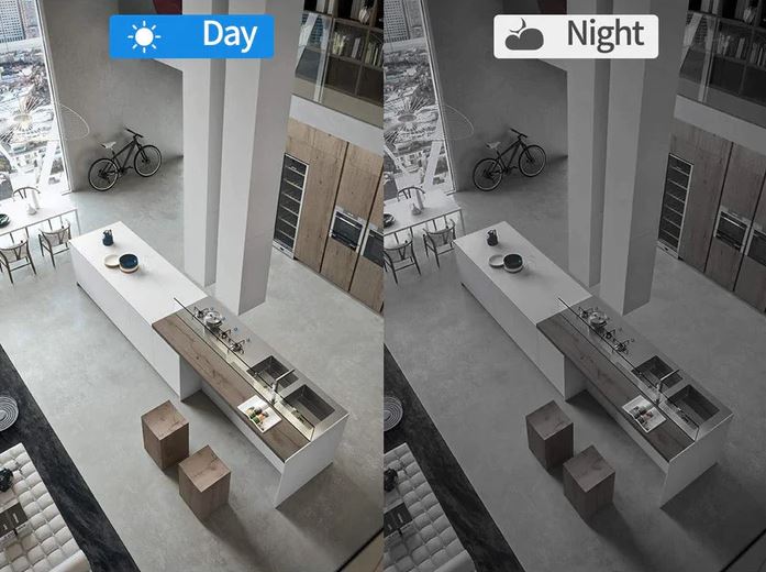 Drahtlose Überwachungskamera für Innenbereiche, mit Full HD Auflösung und Remote-Zugriff zur Sicherheit.