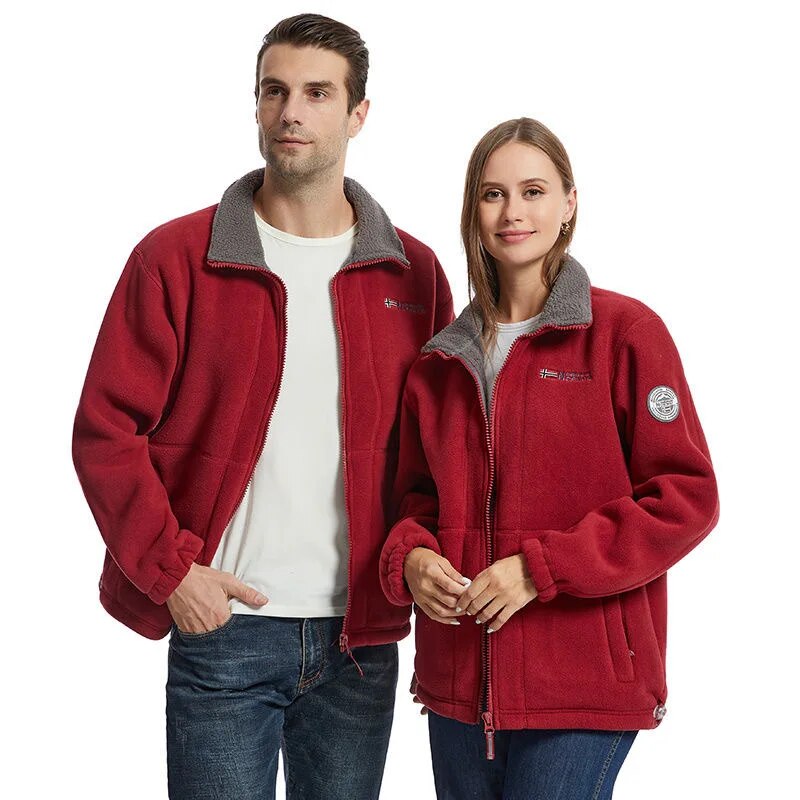 Winddichte Herren Fleece Jacke, grau, elegant, atmungsaktiv, mit versteckten Taschen, ideal für kalte Herbst- und Wintertage.
