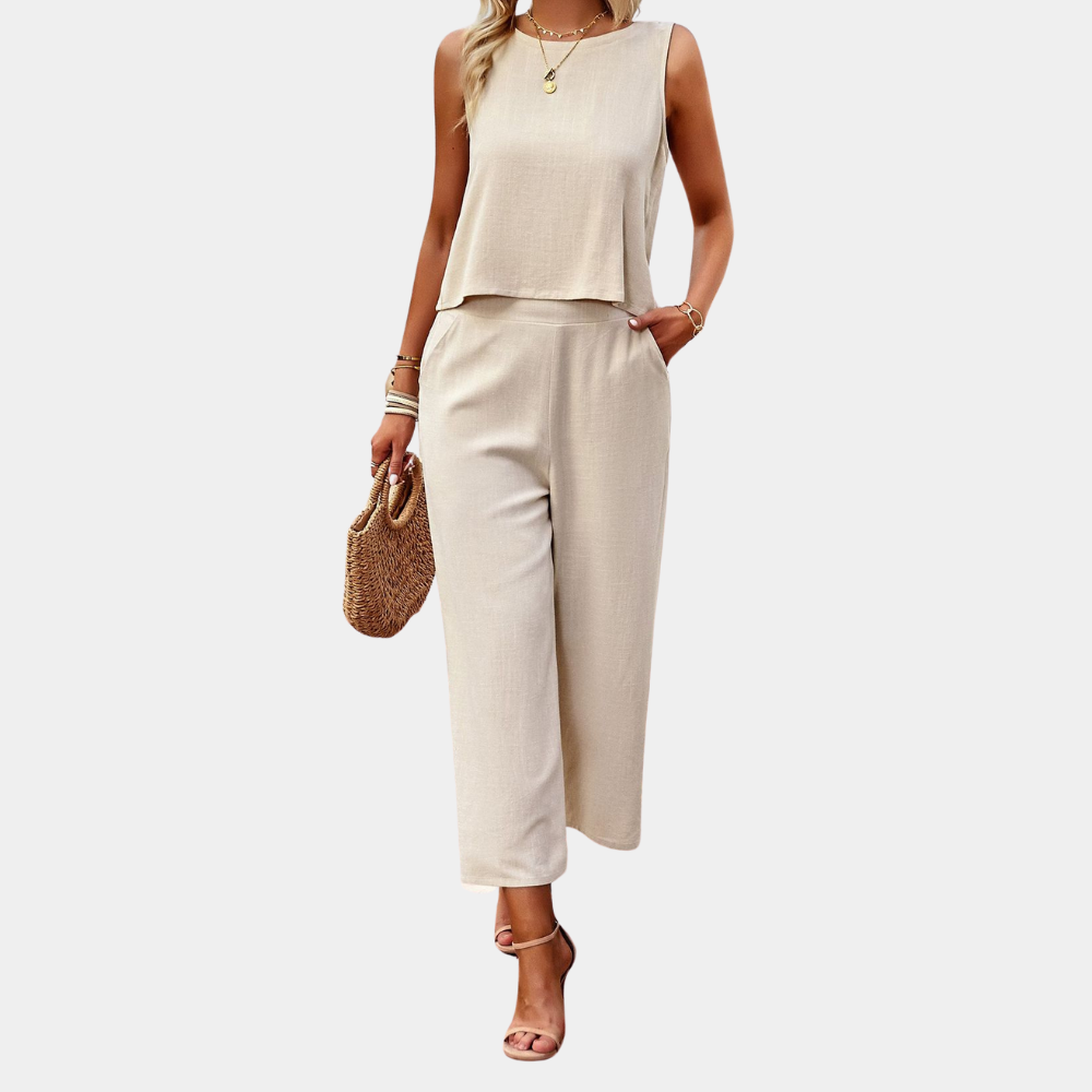 Modisches Damen Top & Hose Set für den Sommer, ideal als komplette Sommerkleidung oder separat tragbar.